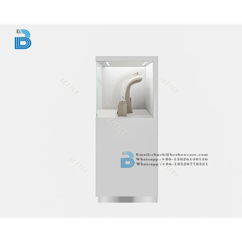 ออกแบบเฟอร์นิเจอร์ร้านขายเครื่องประดับหรูหรา ตู้โชว์กระจกทรงหอคอยสำหรับแสดงเครื่องประดับและนาฬิกา