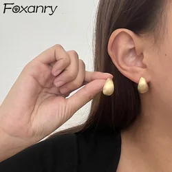 Foxanry Scrub Water Drop Geometric Stud Earrings For Women Minimalist Classic Elegant Fashion Vintage Wedding Bride Jewelry Gift