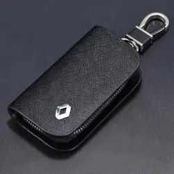 Leather Car Key Case Wood Grain Car Key Cover Key Wallet For Renault megane 2 3 koleos clio Auto Accessories
