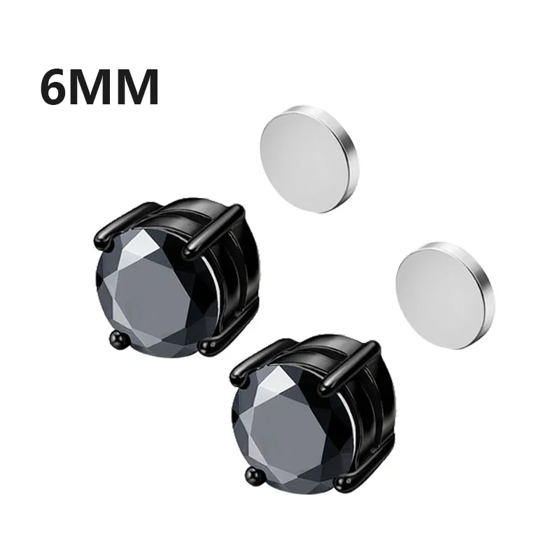 Kristall Starke Magnetische Ohrstecker Clip Ohrringe für Männer und Frauen Punk Runde Zirkon Magnet Ohrringe Nicht Piercing Schmuck