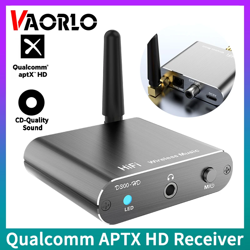 クアルコムAPTX-HD bluetooth 5.2オーディオ受信機ハイファ音楽cd品質のサウンド3.5ミリメートルaux同軸光ファイバwirelssアダプタ