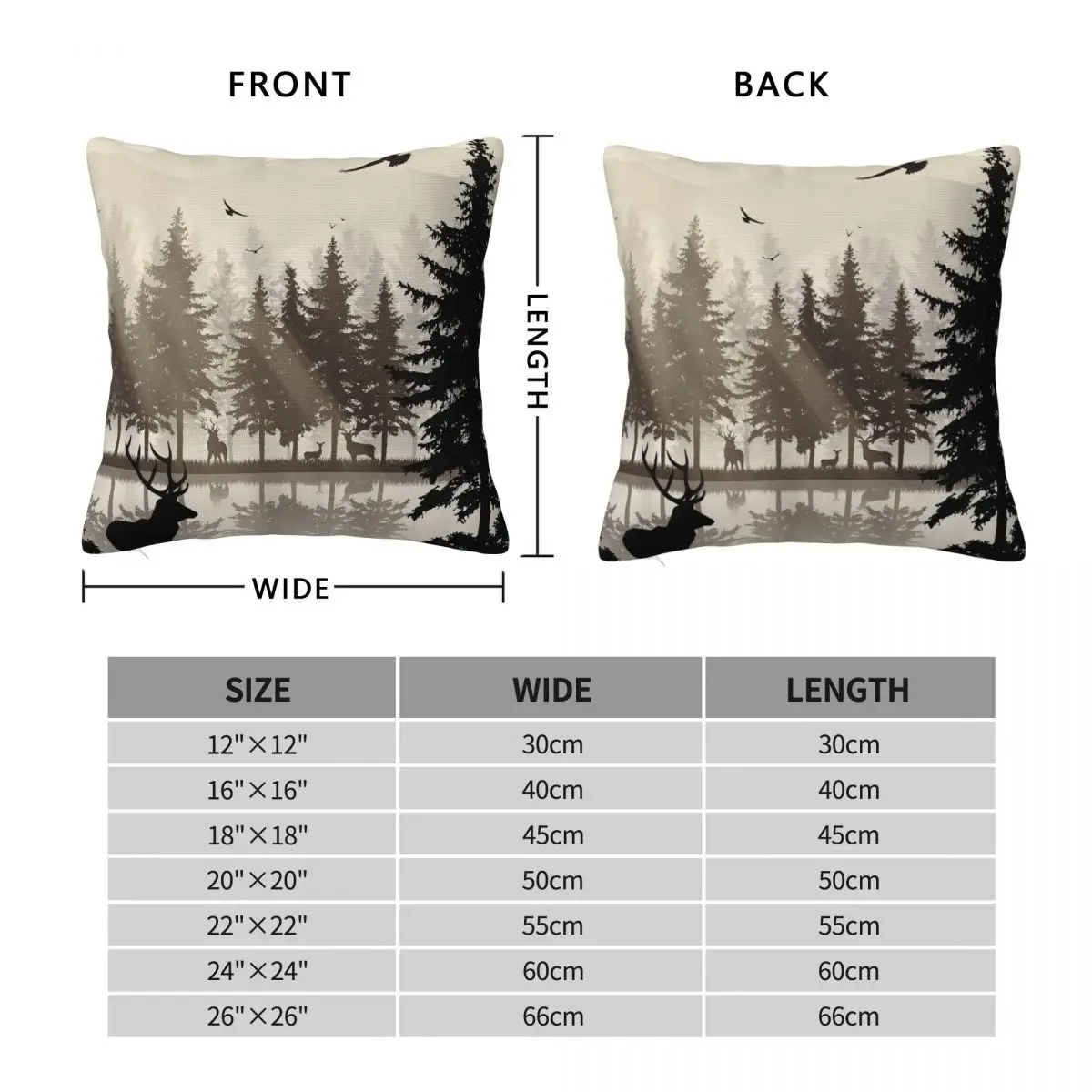 1Piece Pillowcase Cover For Bedroom guest room recreational vehicle vacation home Farmhouse Misty Forest Deer Tree