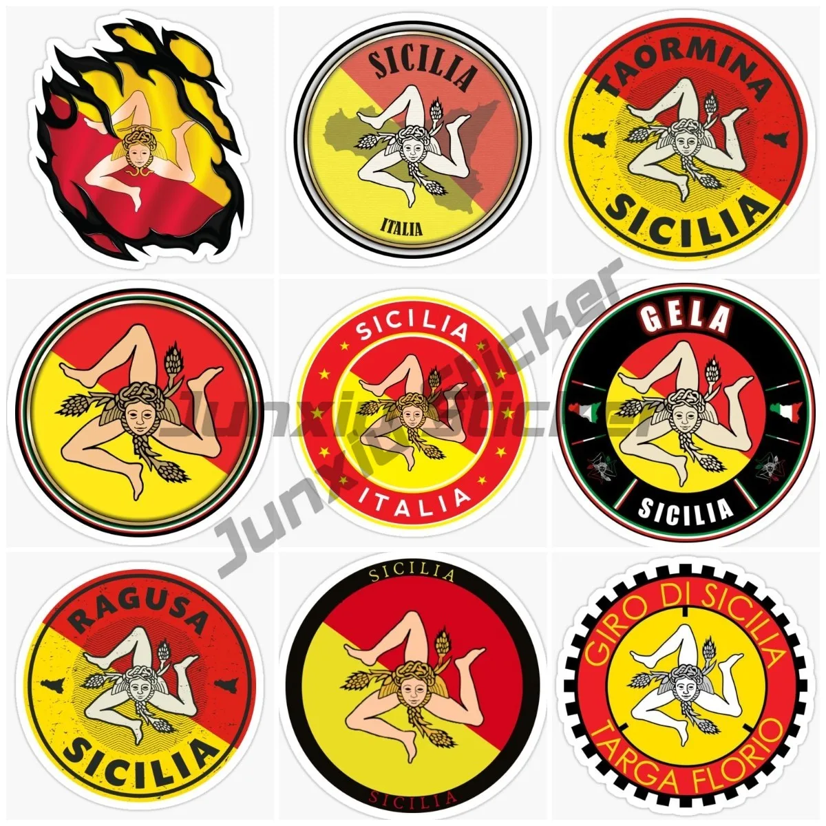 

GELA Sicilia RAGUSA ITALIA Round Flag Map Funny Car Styling Car-Stickers Cover Scratches for Bumper Bodywork Decals
