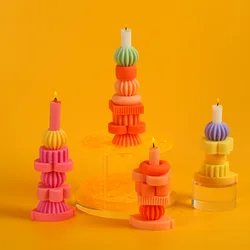 Stackable Candle Mold DIY Building Block Silicone Scented Candle Mould Geometric Silicone Candle Mold For Home Decor