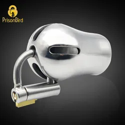 CHASTE BIRD New Male Luxury Chastity Device Stainless Steel Cock Penis Cage with Titanium Plug PA Magic Lock Sex Toy BDSM A294