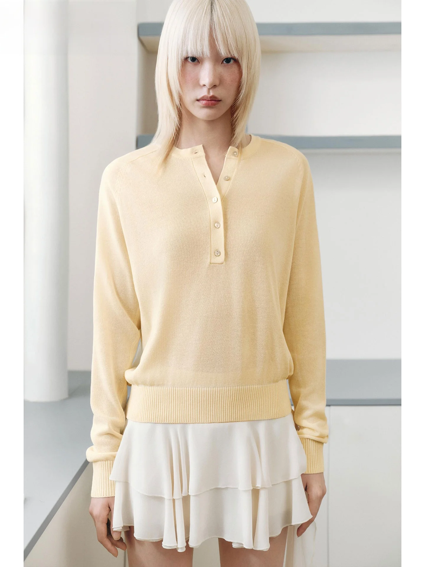 

ZAPRHA Pure Color Simple round Ne Long Sve Knitted Sweater Autumn 2025 New Arrival Flat Needle Ribbing Women's Faion