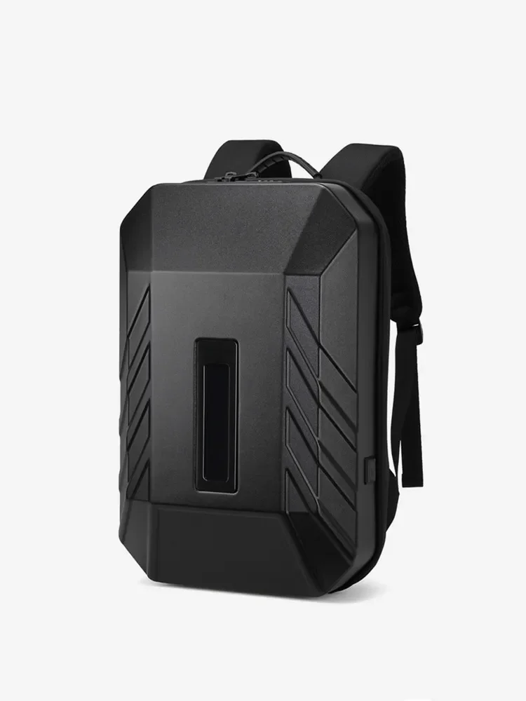 

New USB hard shell compression backpack for men, anti-theft and rainproof computer backpack, 15.6-inch LED smart backpack