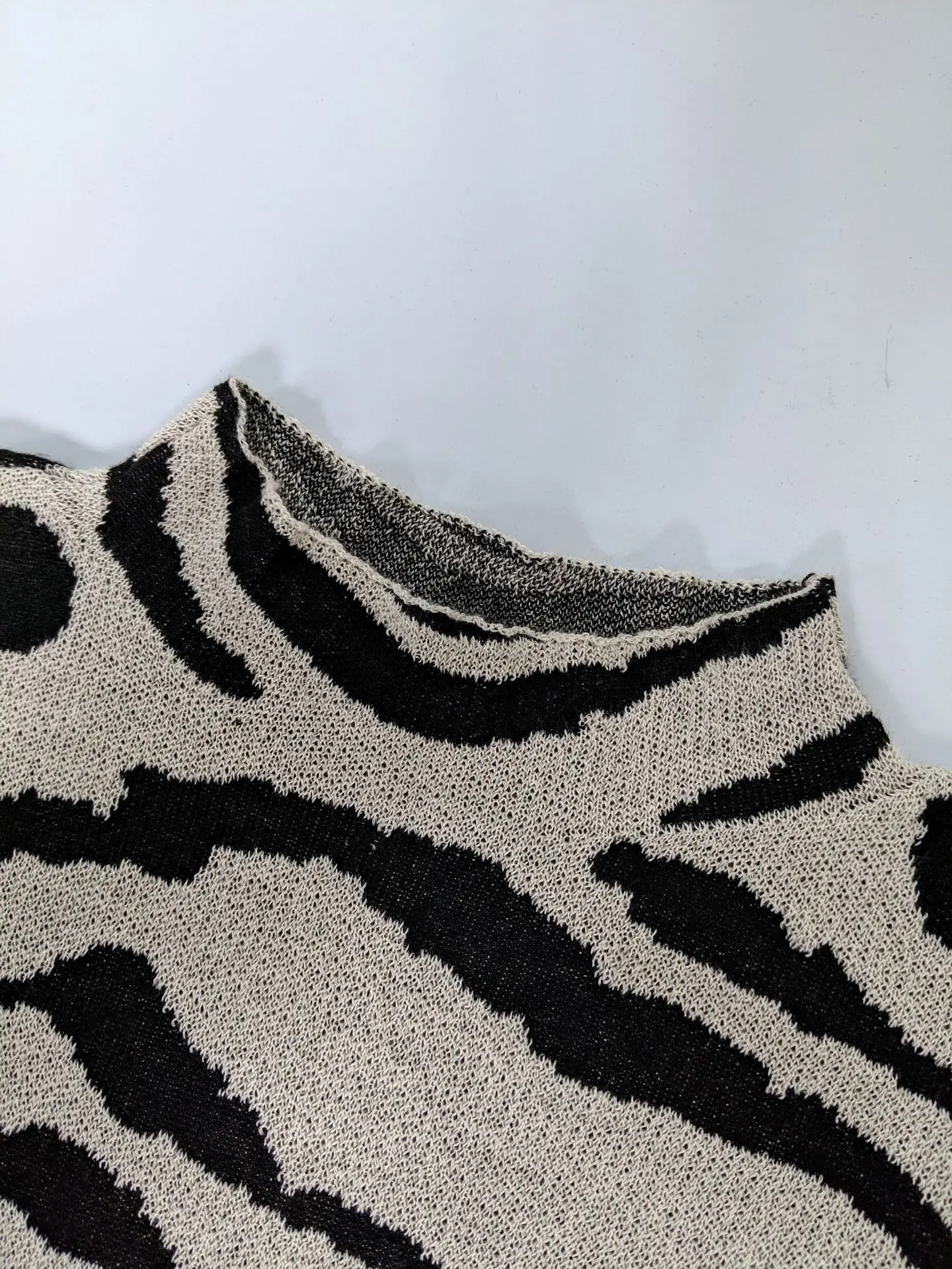 Women's sweater autumn and winter new sweater fashion half turtleneck long sleeve loose zebra pattern street trendy sweater