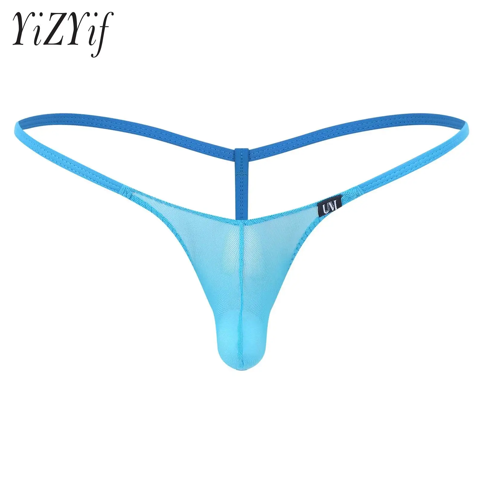 

Mens See Through Sheer Mesh G-String Thong Bulge Pouch Low Rise T-Back Underwear Tempting Underpants Lingerie for Your Lover