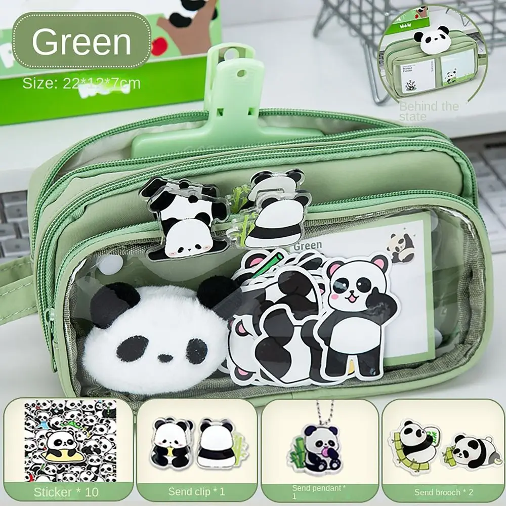 Panda Pencil Case Large Capacity Multi-functional Stationery Storage Pouch Detachable Stationery Organizer