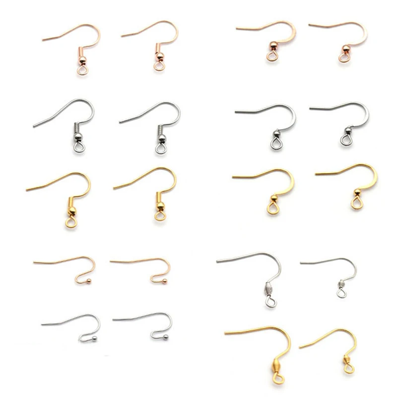 50pcs High Quality 316 Stainless Steel Earrings Earwire Clasps Hooks Base for DIY Jewelry Making Earring Findings Accessories