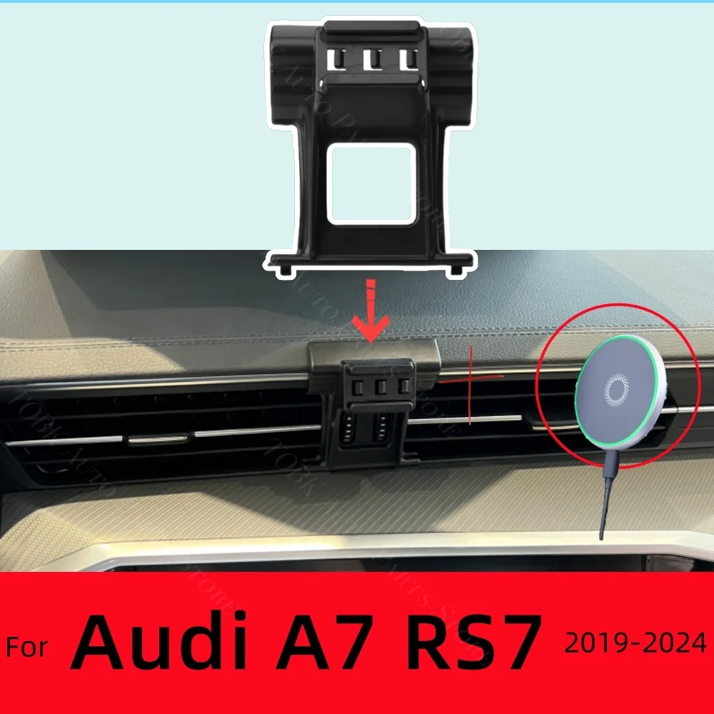 

Магнитный автомобильный держатель для телефона для Audi A7 RS7 2019-2024 2020 2021 2022, специальный фиксированный кронштейн для беспроводной зарядки, крепление MagSafe