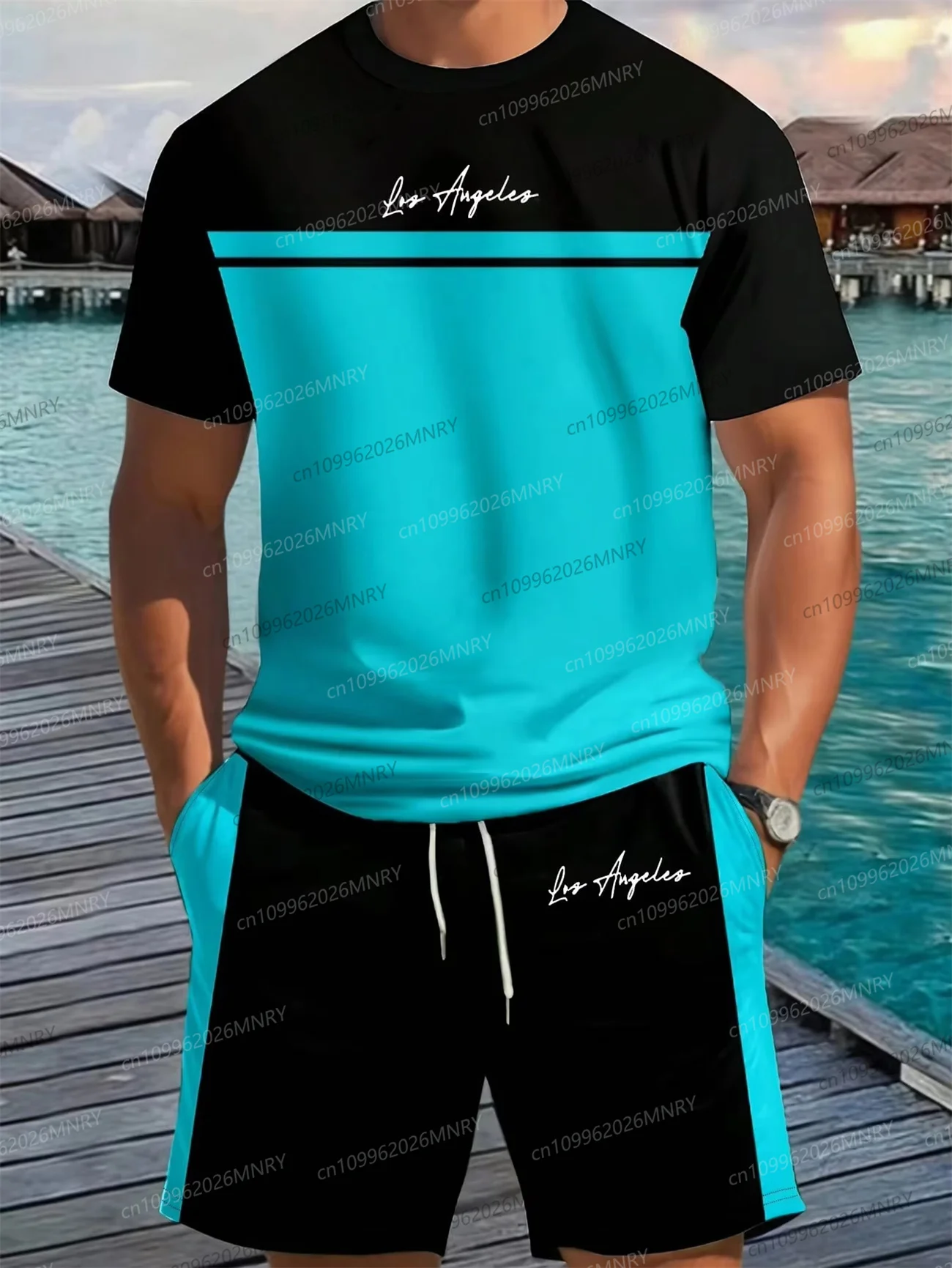 

Mens Shorts Set Vacation Beach Casual Man sets T-Shirt Top Summer Men's Letter Print Tracksuit men Short-Sleeve T-Shirt Stylish