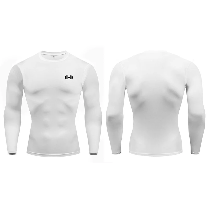 Magliette a compressione Uomo Primavera Manica lunga Abbigliamento sportivo Allenamento Esercizio T-shirt Elastico Quick Dry Sport Top Camicie da allenamento per palestra
