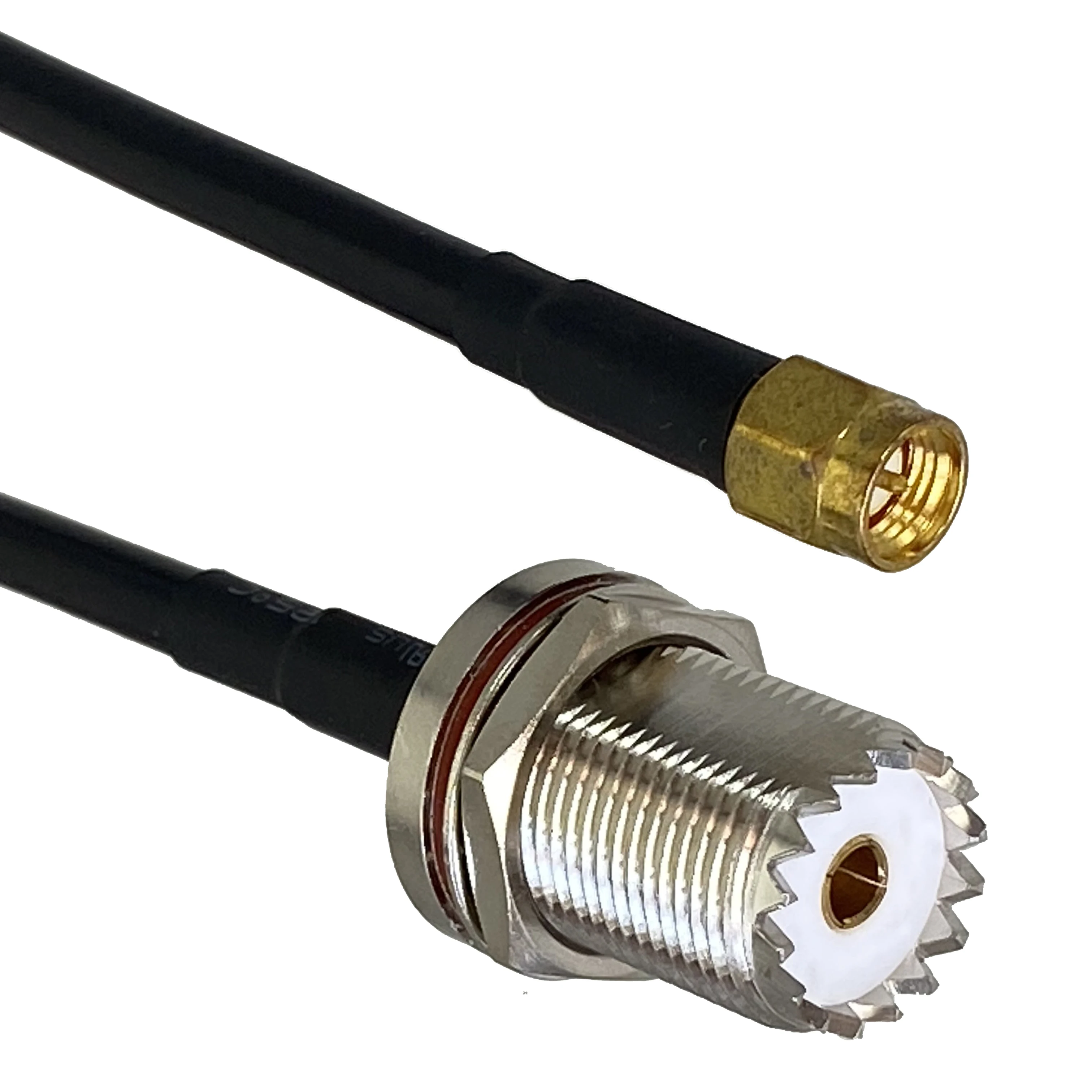 

1Pcs RG58 SMA Male Plug to UHF SO239 Female Jack Bulkhead Nut RF Jumper pigtail Cable 50cm~50M