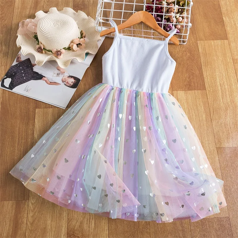 Toddler Girls Princess Dress Children Tulle Sleeveless Sling Dresses Summer New Baby Birthday Party Vestido Sweet Casual Clothes