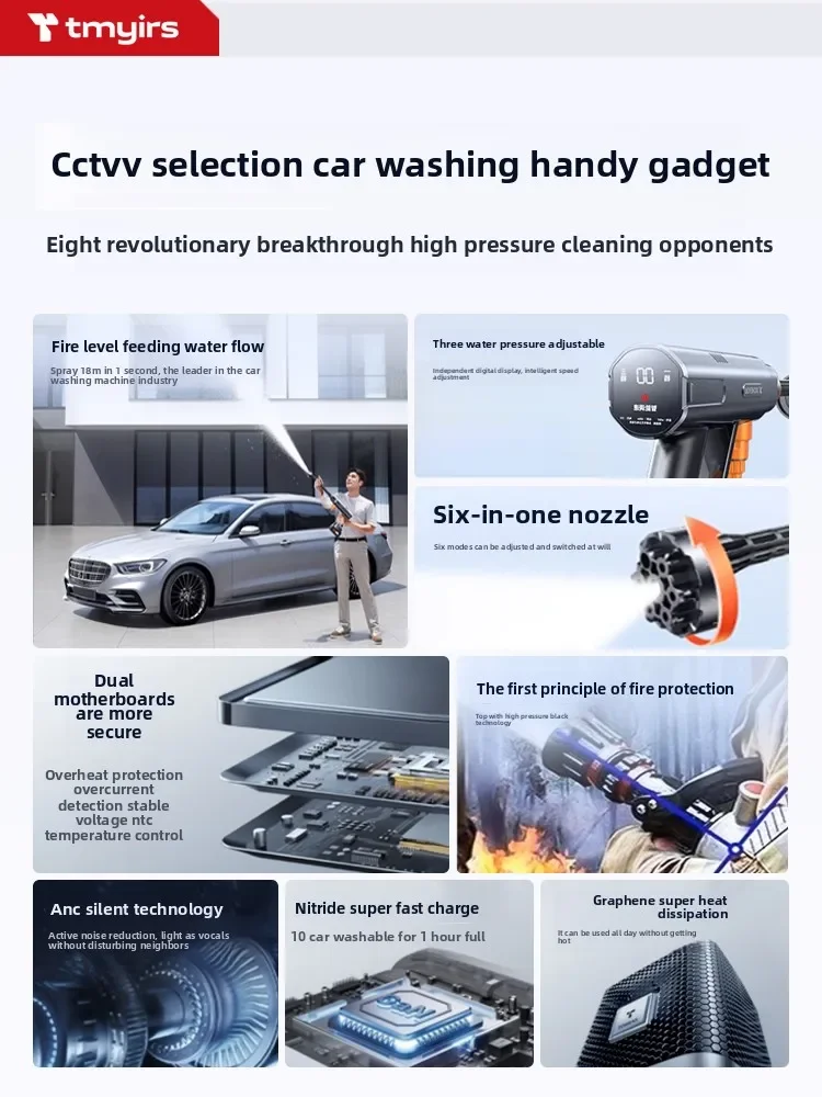 무선 자동차 세탁기 고압 물총 가정용 리튬 배터리 구동 슈퍼 강력한 청소 부스터 펌프