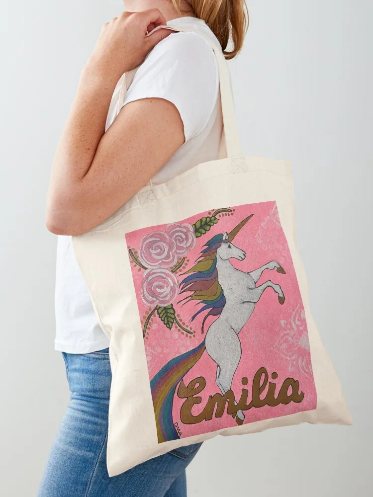 

Emilia's Rainbow Unicorn Tote Bag custom bags reusable shopping bag Reusable bags shopper bag women