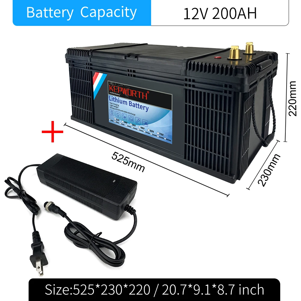 Hot Selling EU Stock 12V 200Ah 2560WH LiFePO4 Battery Deep Cycle Built-in Series BMS, Perfect for RV Solar Camping Backup Power