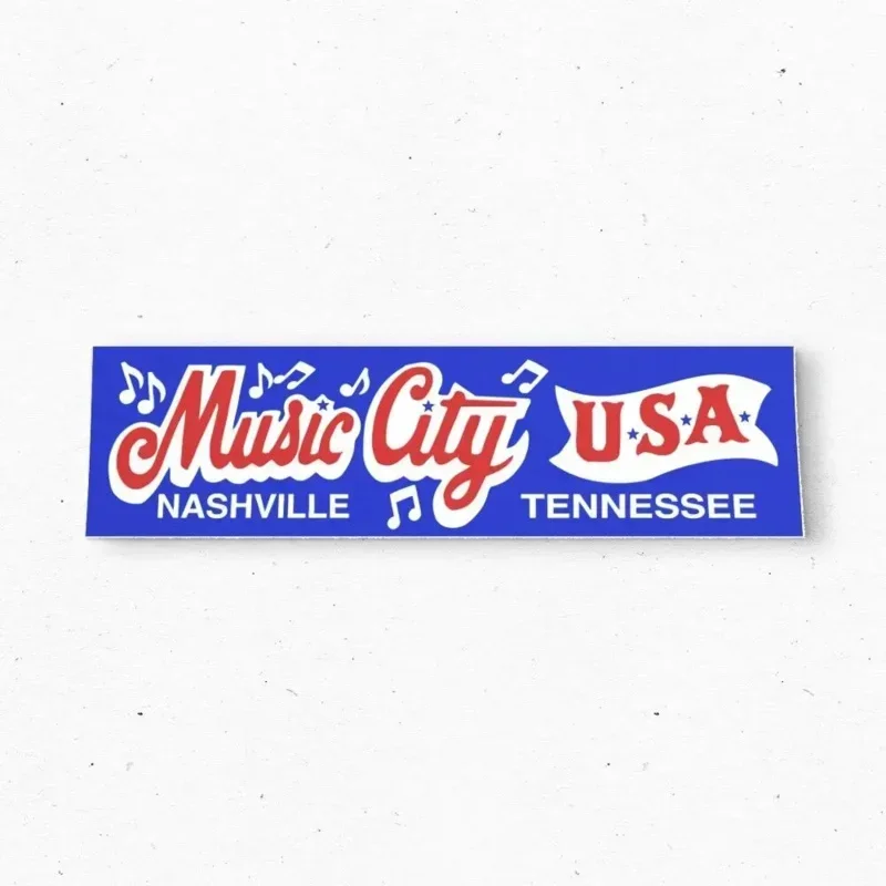 

Music City Nashville TENNESSEE Bumper Sticker - Tourism USA Vintage Style 80s - Bumper Stickers - Car Stickers