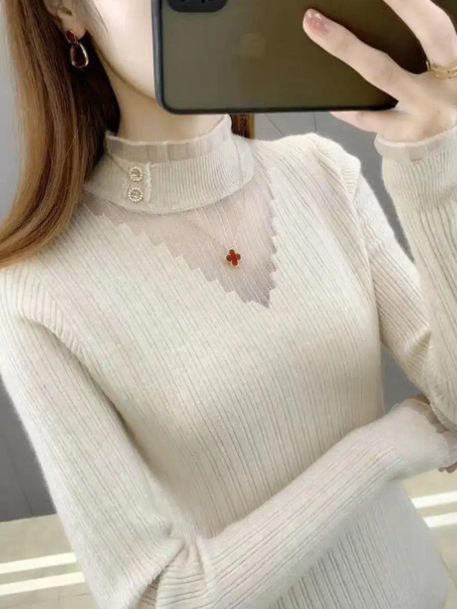 women's-slim-fit-knitted-base-layer-top-lace-collar-f-high-ne-autumn-winter-faion-trend-ket-handkerchief