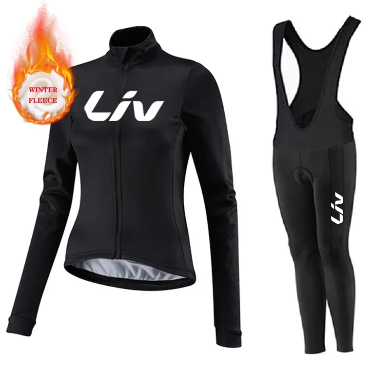 2024 LIV Winter Fleece Cycling Jersey Set Women Mountian Bicycle Clothes Wear Ropa Ciclismo Racing Team Bike Cycling Clothing