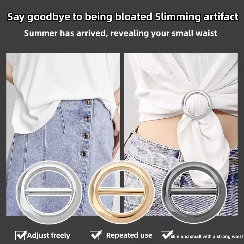 2PCS Scarf Ring Clips Waist Buckle Clip T-Shirt Tie Pin Clip for Women Fashion Metal Circle Buckle for Clothes Hat Belt Decor