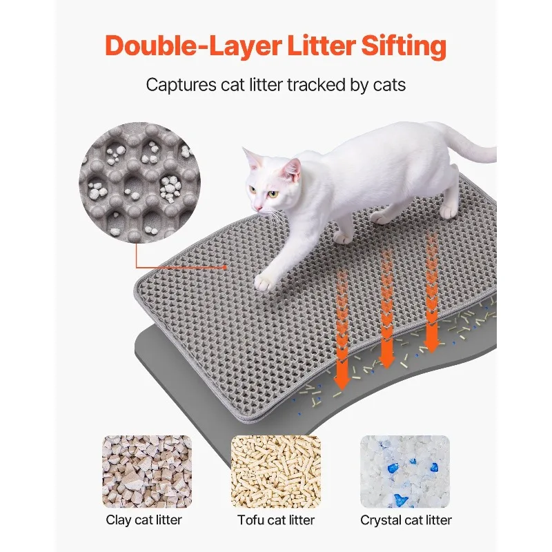 Cat Litter Trapping Mat 24 x 15 in Double Layer Honeycomb Non-Slip & Urine-Proof