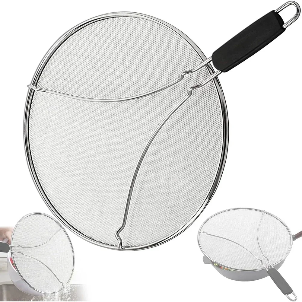 For Frying For Stovetop Cooking Sliver 13in Splatter Guard Oil Splash Protector Heat Resistant Up To High Temps