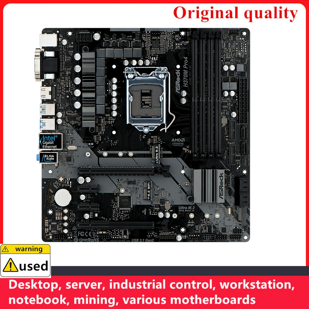 

Used For ASROCK H370M Pro4 Motherboards LGA 1151 DDR4 64GB M-ATX For Intel H370 Desktop Mainboard M.2 NVME SATA III USB3.0