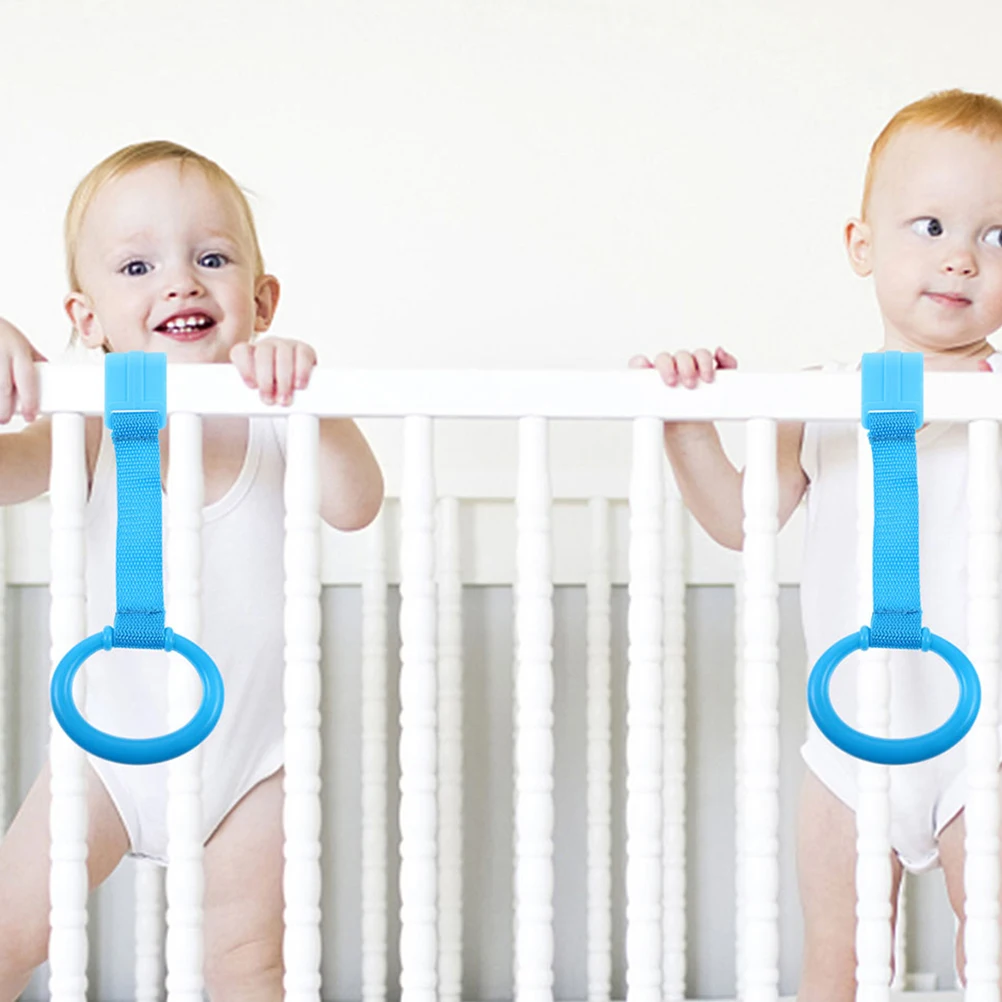 

5 Pcs Red Baby Pull Up Rings Crib Hanging Toys Toddler Hand Stand Learning Tools Walking Assist Kids Tools
