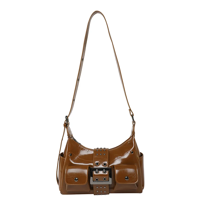 2025 جديد لامع الصلبة بولي Hot فتاة نمط حقائب كتف المسامير جيوب متعددة المألوف الساخن العصرية حقائب كروسبودي للنساء #6