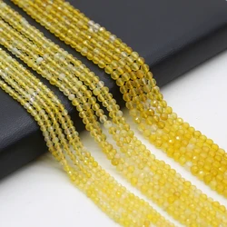 Natural Stone Faceted Beaded Yellow Agate Gemstone Isolation Loose Beads for Jewelry Making Diy Necklace Bracelet Accessories