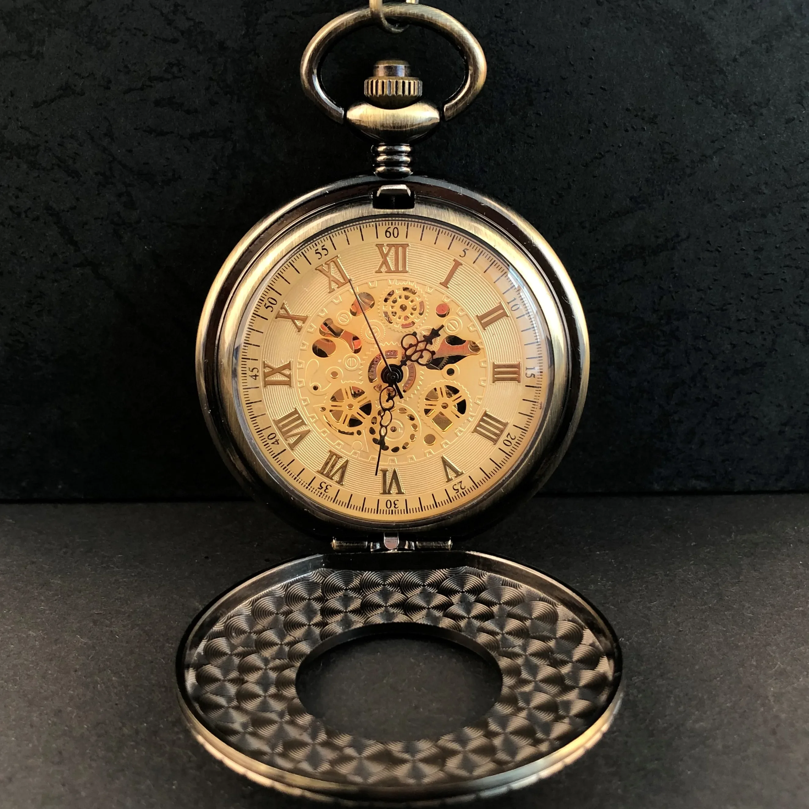 Antique Vintage Wood Men's Mechanical Pocket Watch Personality Collection Gift Steampunk with Chain Pendant Clock