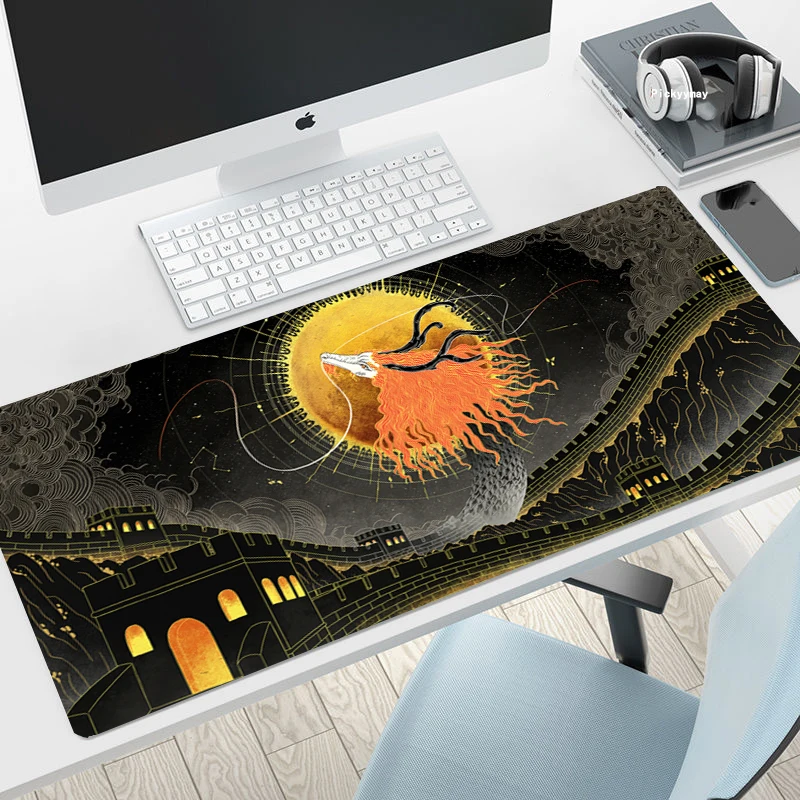 Gamer Mousepad Chinese Mythology Mouse Pad Large Dragon Mouse Mat Natural Rubber Desk Rug PC Desk Mats Design Mousepads 100x50cm