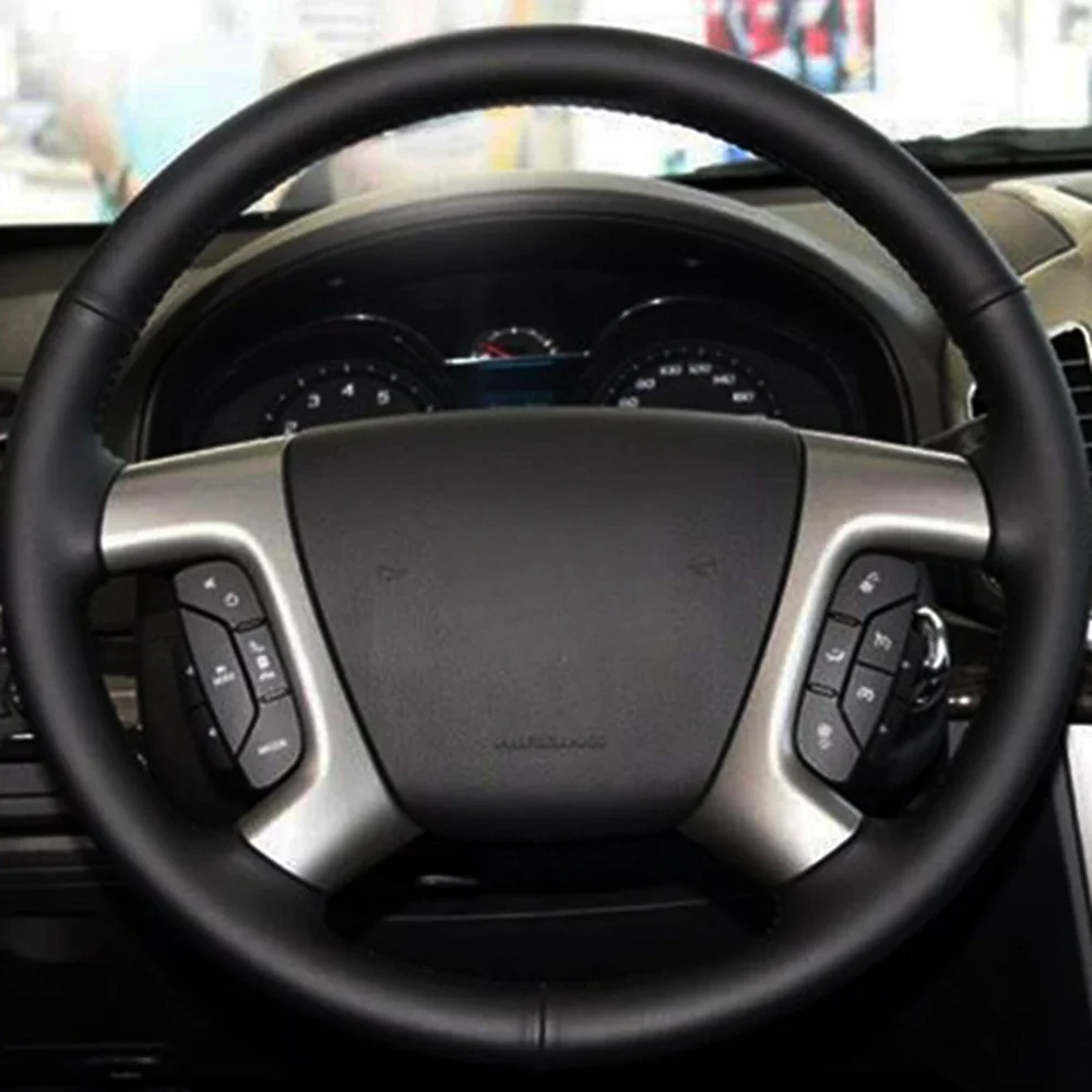 Chevrolet Captiva 2007-2014 Silverado GMC Sierra 2007-2013 Daewoo 용 DIY 마이크로 파이버 가죽 자동차 핸들 커버 사용자 정의