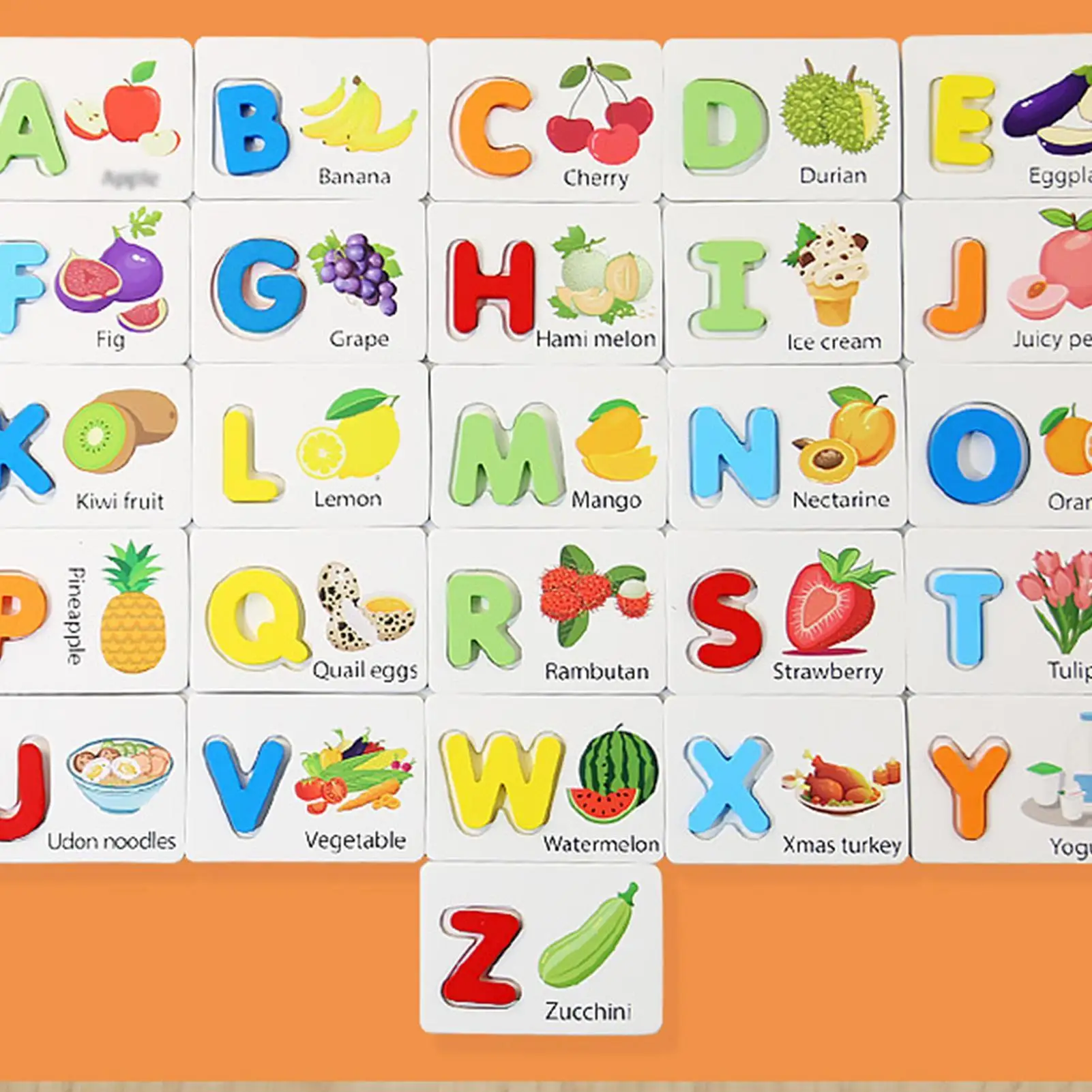 Houten spellingspel Educatief houten fruit Matching leeractiviteiten Zie en spreuk leerspel voor kleuterklas