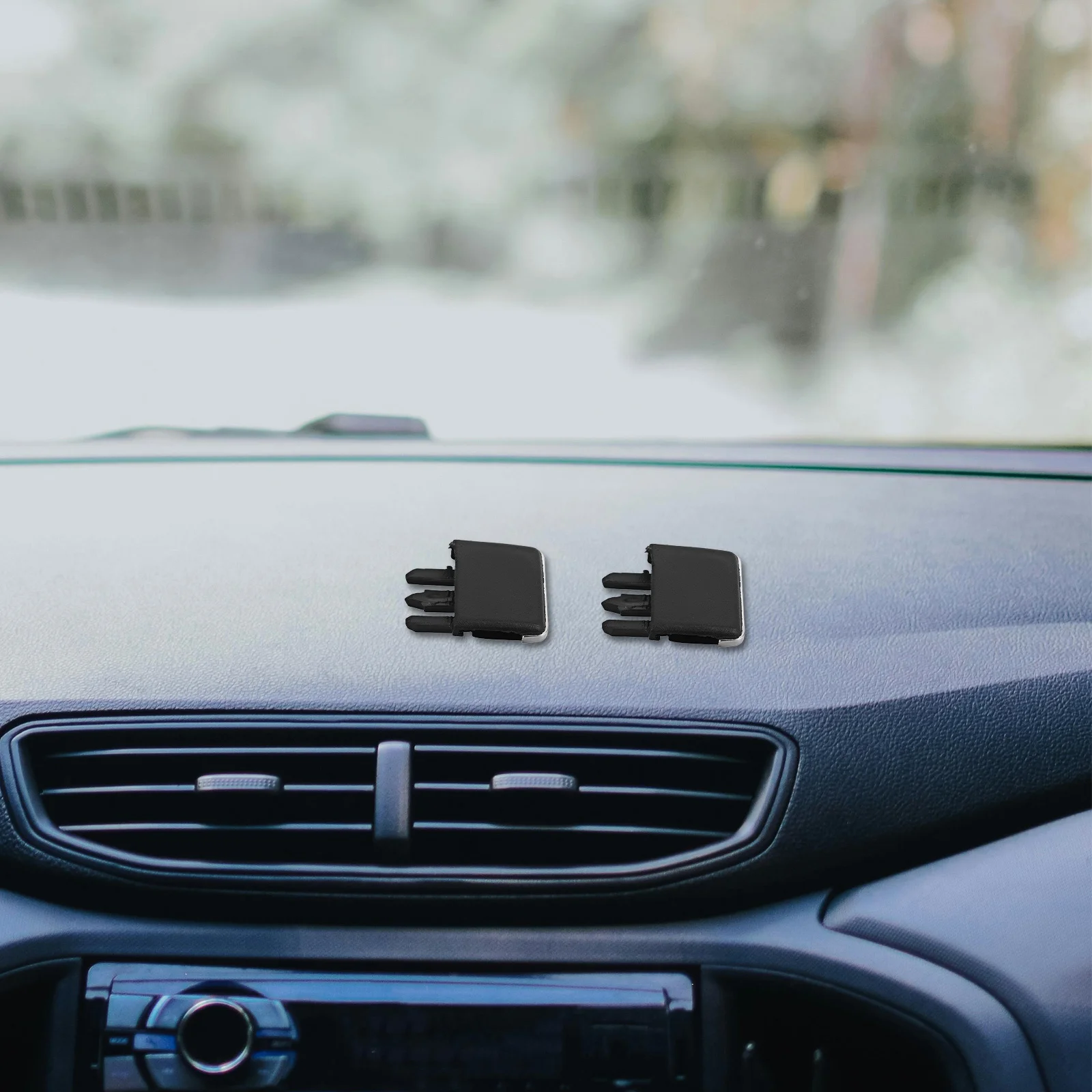 

4Pcs Front Center Vent Clips Black Car Air Outlet Tab Accessories Compatible Easy Installation Long-Lasting