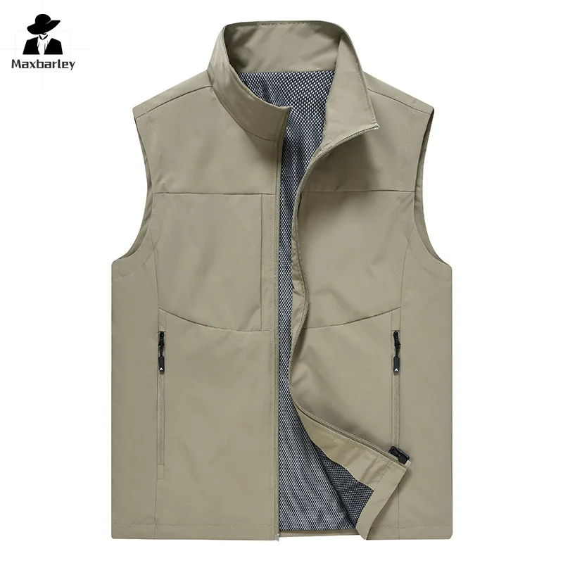 Gilet da pesca all'aperto da uomo primavera e autunno moda Casual sottile giacca senza maniche da uomo fotografo da viaggio gilet da lavoro tascabile