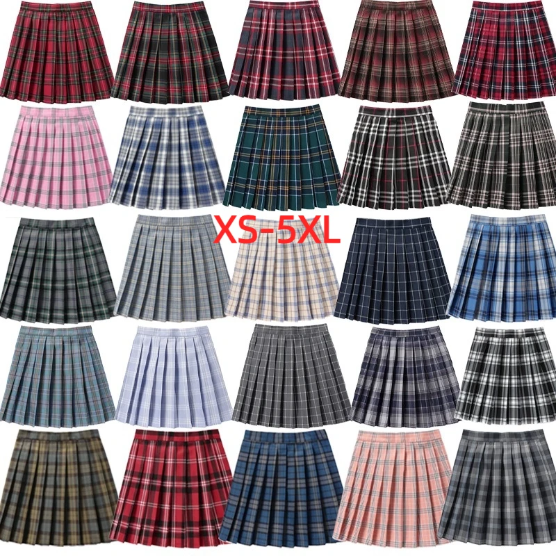 

XS-5XL Summer Lolita High Waist Skirt Lady Spicy Girl A Line Harajuku Korean Black Mini Pleated Skirts for School Girl Uniform
