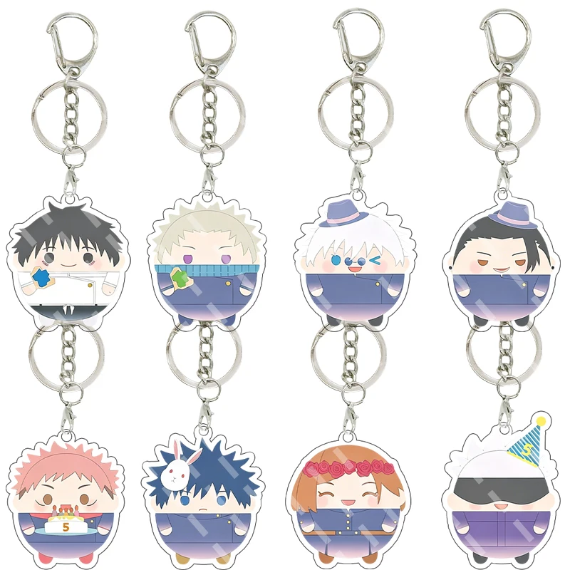 

Q Version Jujutsu Kaisen Anime Round Ball Acrylic Keychain Cartoon Character Pendant Jewelry Students Key Ring Decor for Friends