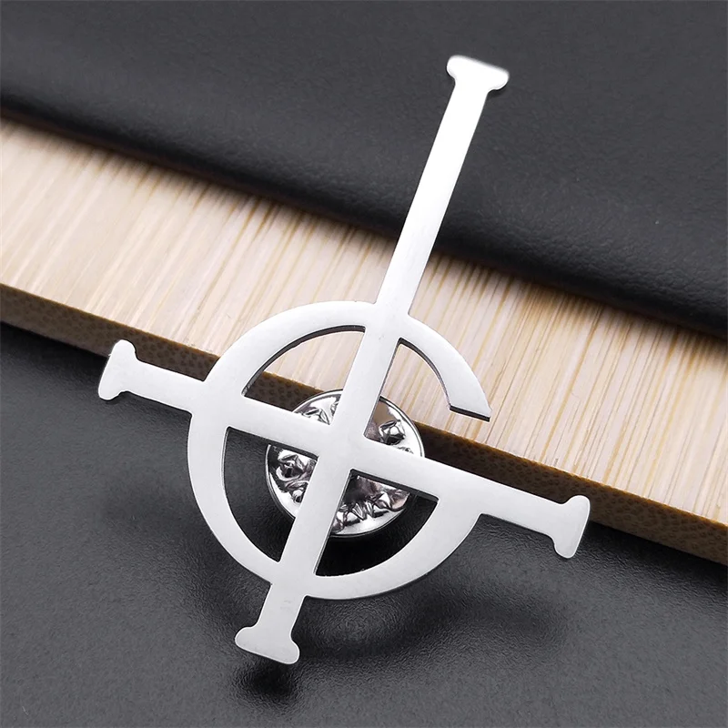 Ghost Band BC Stainless Steel Brooch Ghost Ghoul Nameless Cross Musical Band Mask Grucifix Brooches PINS Jewelry collar de ghost