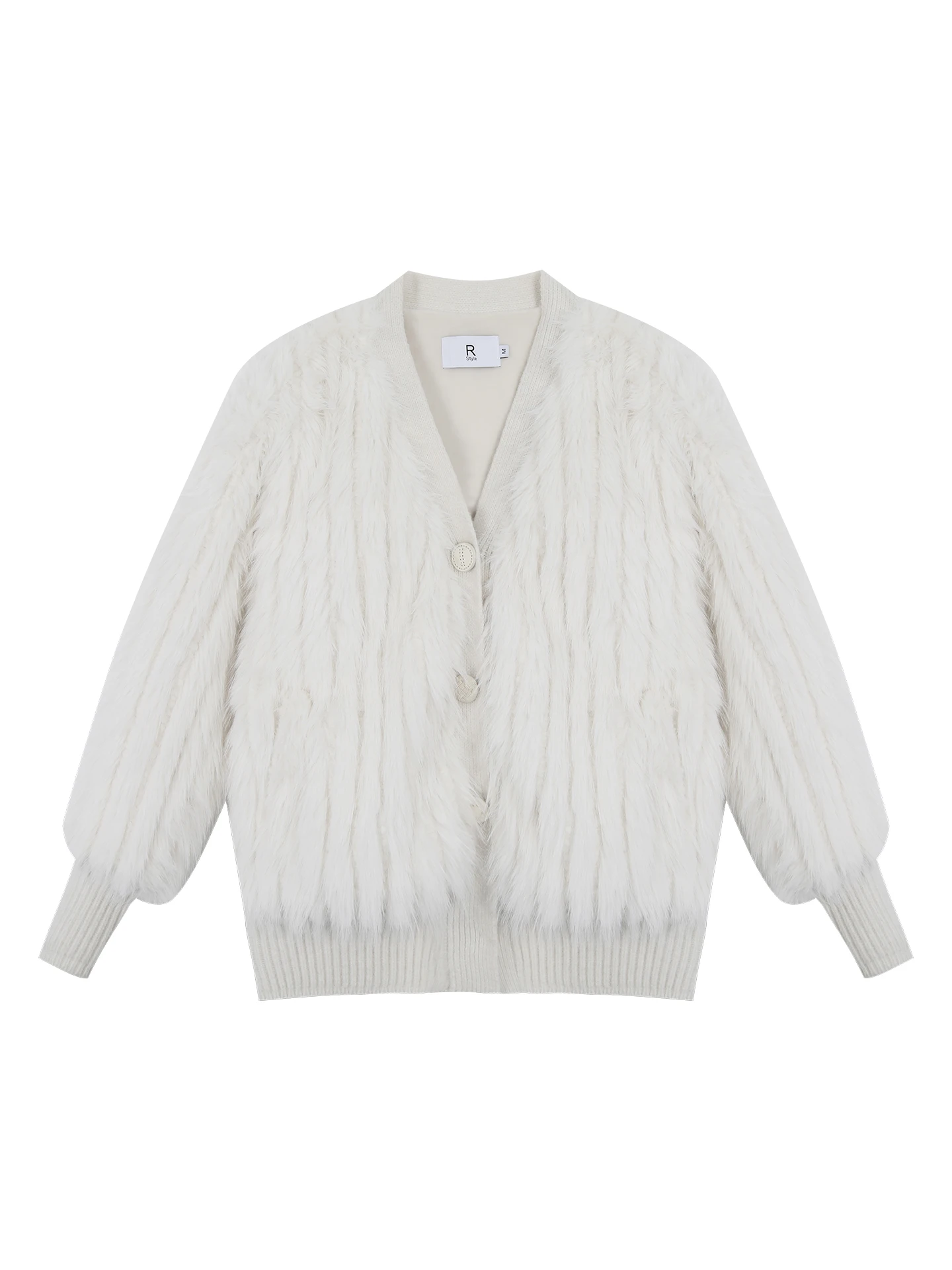 سترة قطنية دافئة فضفاضة للنساء من ريد سيليبريتي ستوديو، معطف فرو أبيض جديد لخريف وشتاء 2023، بأكمام طويلة وياقة على شكل V بأس...