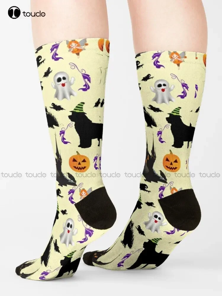 Halloween Newfie Pattern Socks Personalized Socks Personalized Custom Unisex Adult Teen Youth Socks Custom Gift Streetwear Funny