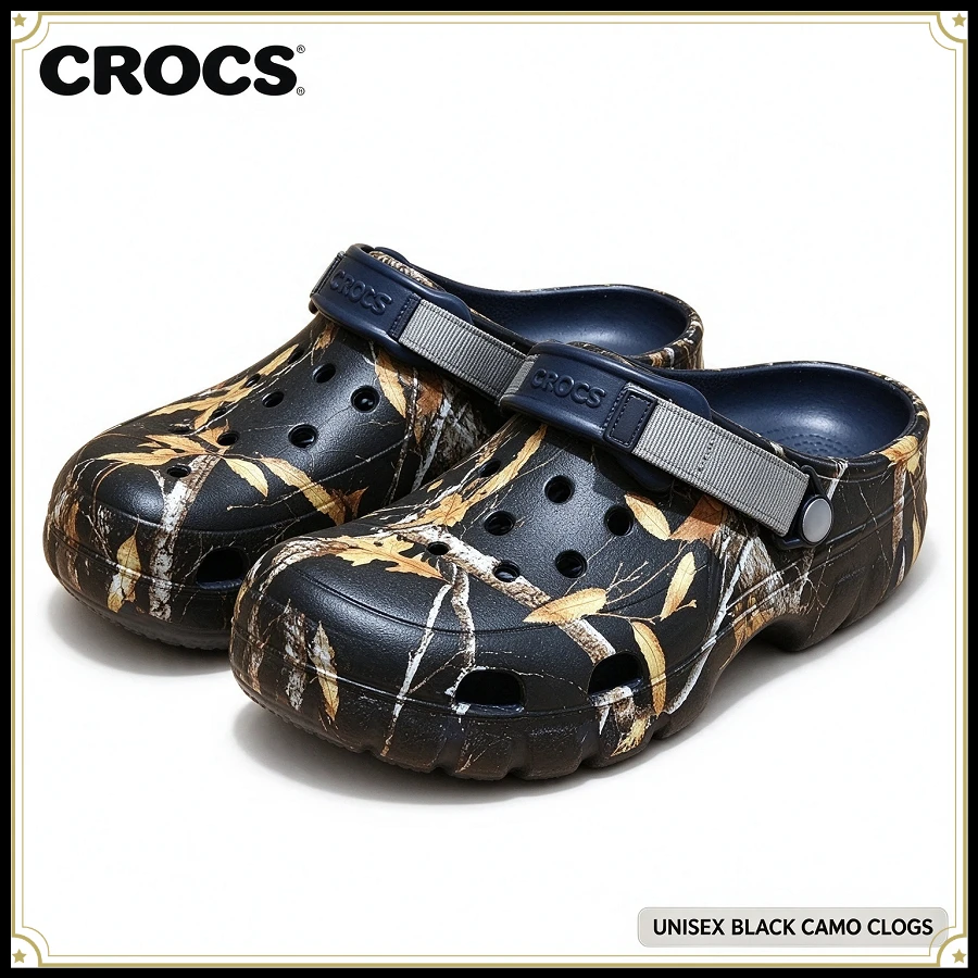 Crocs Euro Transfer Hole Shoes Classic Camouflage Print Beach Shoes Soft Sole Casual Men's Outdoor Casual Sandals