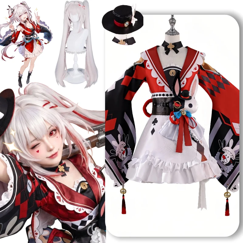 

Sparxie Costume Game Honkai：Star Rail Hibana Cosplay Red Dress Lolita Uniform with Wig Accessories Full Set for Women