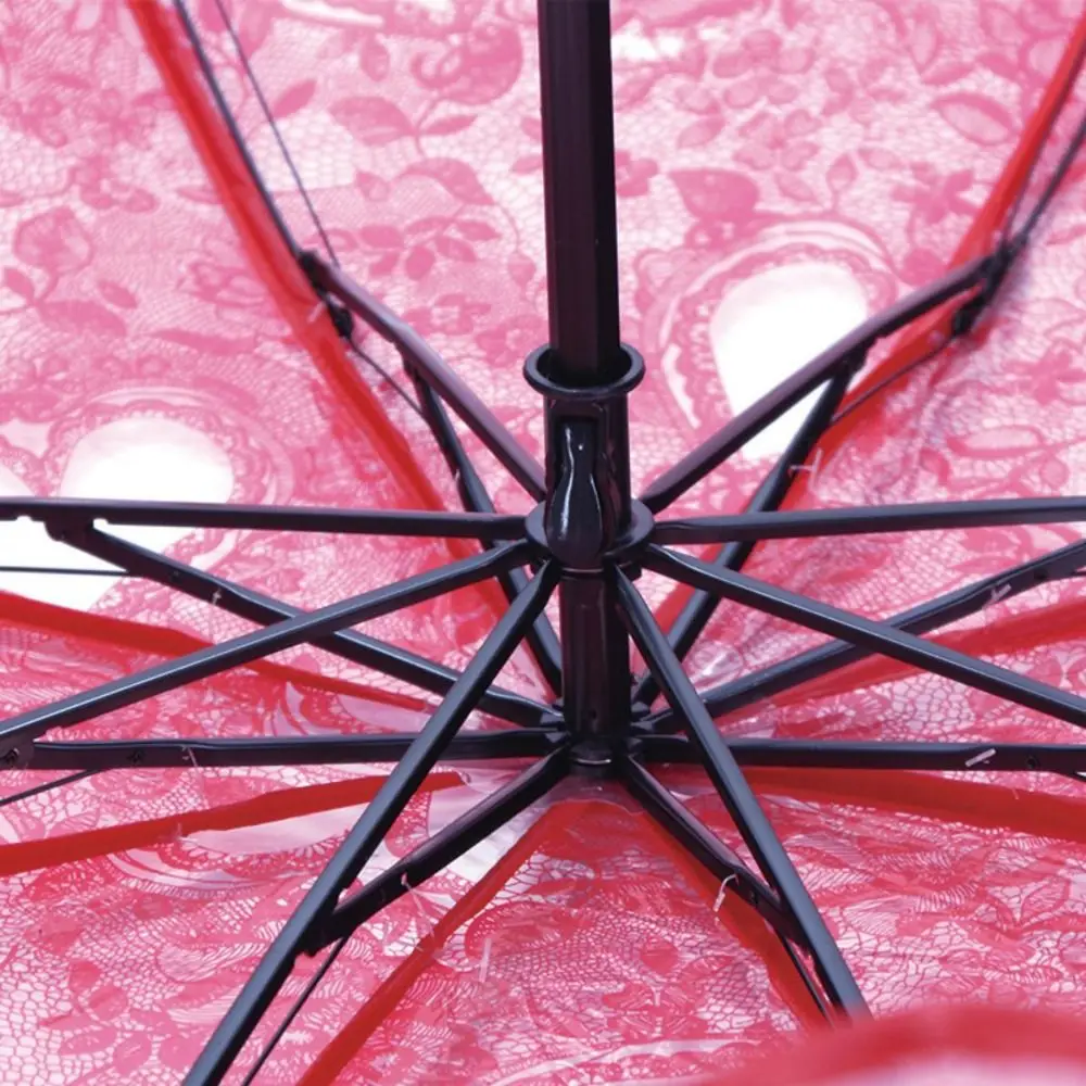 Foldable Lace Parasol Umbrella Transparent Love Embroidery Flower Girl Umbrella Large Bride Umbrella for Wedding Decoration