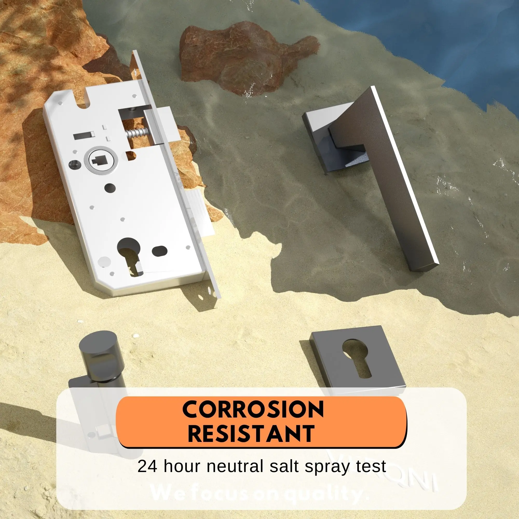 Imagem -04 - Verqni Maniglie & Accessori Srab223 Moderno Preto Fosco Mudo de Alumínio Alavanca da Porta Lidar com Bloqueio Conjunto Fechadura Silenciosa Interior Porta Principal