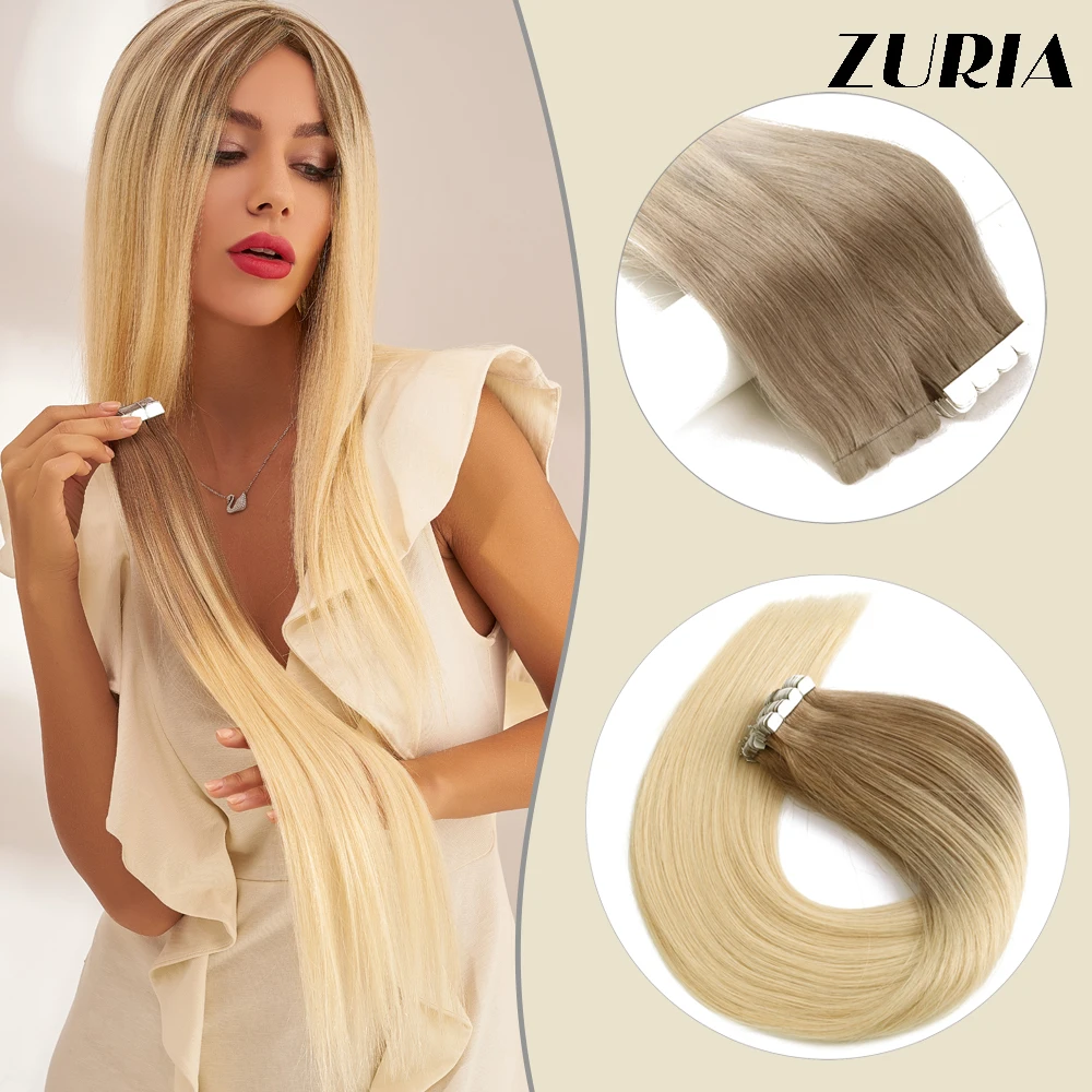 ZURIA-Mini extensiones de cabello humano liso para mujer, extensiones de cabello de 12-24 \