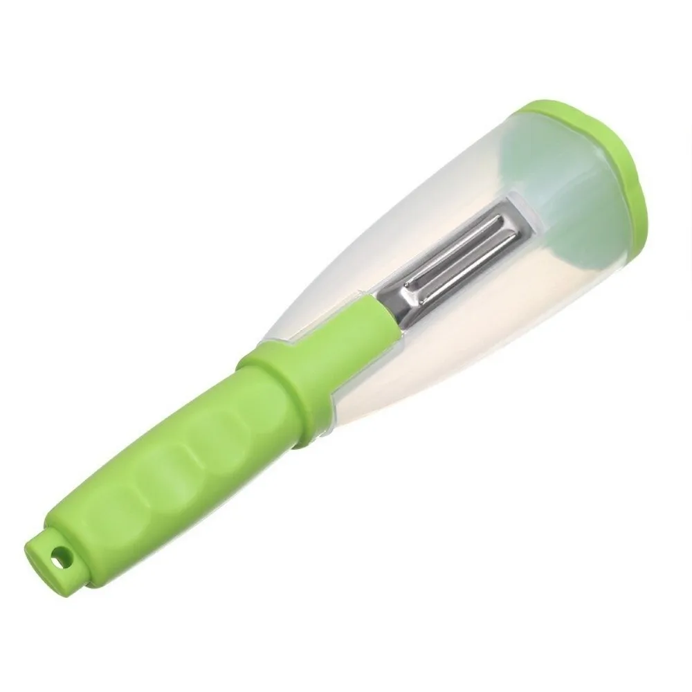 Easy Grip Vegetable Peeler Ergonomic Handle Storage Tube Peeling Tool Multifunctional Creative Peeler with Organizer Camping